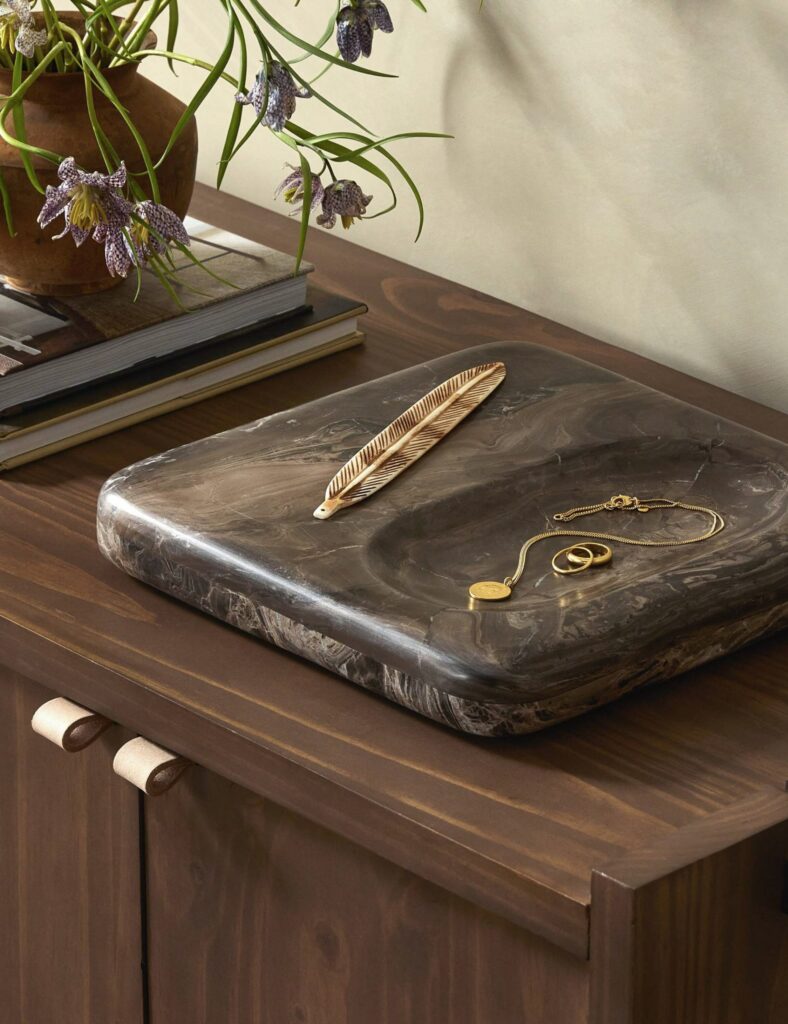 Natural Marble Stone Catchall - Brown