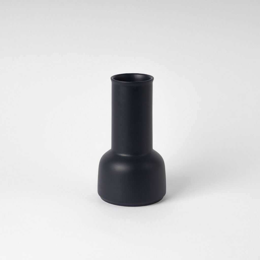 Dark Blue Sculptural Carafe - Tall-Neck Ceramic Pitcher
