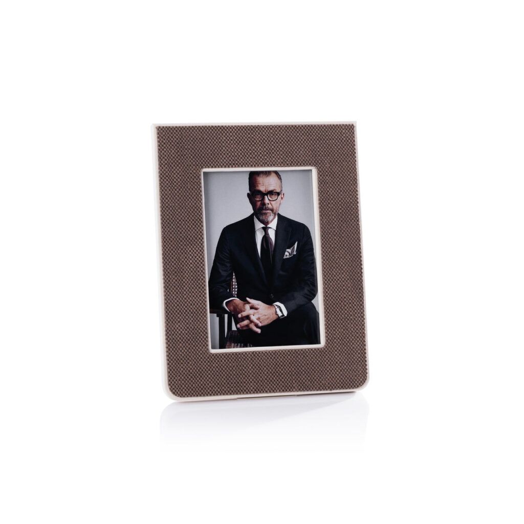 Raffia Over Nappa Cream Photo Frame